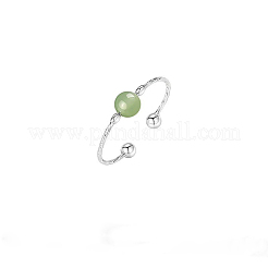 925 Sterling Silver & Round Natural Hetian Jade Cuff Rings&nbsp;FS-WGB5859-01