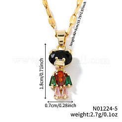 Brass Pave Cubic Zirconia Shiny Bear Pendant Necklaces&nbsp;OM9816-5
