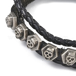 PU Leather & Waxed Cords Triple Layer Multi-strand Bracelets&nbsp;BJEW-G709-07