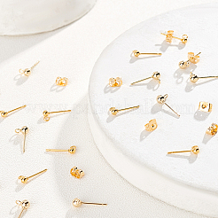 60pcs 2 size Brass Ball Stud Earring Post&nbsp;KK-PH0009-30