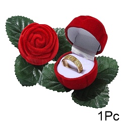 1Pc Flocking Plastic Rose Finger Ring Boxes&nbsp;VBOX-YW0001-02