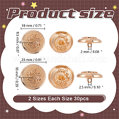 60Pcs 2 Styles Alloy 1-Hole Shank Buttons&nbsp;BUTT-AR0001-32