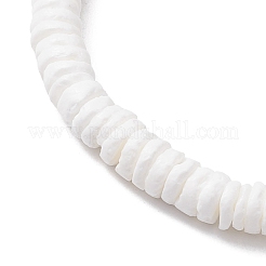 Natutal White Sea Shell Disc Beaded Stretch Bracelets&nbsp;BJEW-JB10551-01