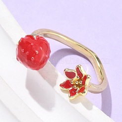 Brass with Enamel Cuff Open Rings for Women&nbsp;LS-RJEW-Q019-01B-G