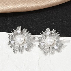 Brass ABS Imitation Pearl Stud Earrings&nbsp;EJEW-M082-06P