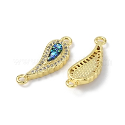 Brass Micro Pave Clear Cubic Zirconia Connector Charms&nbsp;KK-A197-21G