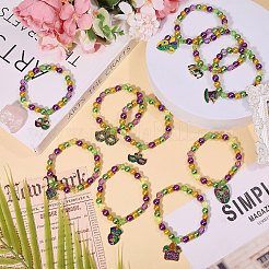 10Pcs Carnival Acrylic & Glass Pearl Bead Bracelets&nbsp;BJEW-CA00004