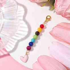 Alloy Enamel Heart Pendant Decorations&nbsp;HJEW-JM01507