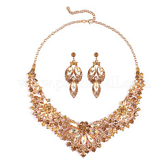 Flower Alloy Rhinestone Pendant Necklaces & Stud Dangle Earrings Sets&nbsp;WG248C9-01