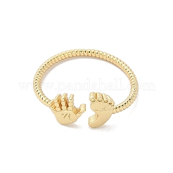 Footprint & Palm Brass Open Cuff Ring for Women&nbsp;LS-RJEW-A040-03G