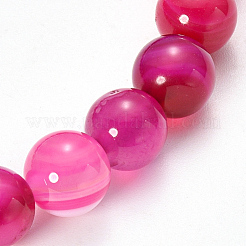 Natural Striped Agate/Banded Agate Beaded Stretch Bracelets&nbsp;BJEW-Q692-03F