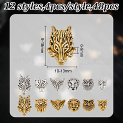 48Pcs 12 Styles Tibetan Style Alloy Beads&nbsp;FIND-DR0001-22