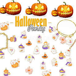 60Pcs 12 Styles Light Gold Tone Alloy Enamel Pendants&nbsp;ENAM-CJ0003-99