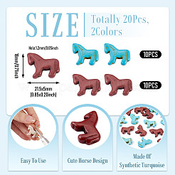 20Pcs 2 Colors Synthetic Turquoise Dyed Horse Beads&nbsp;G-TA0003-18C