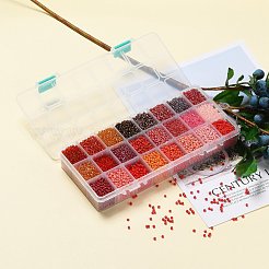 Red Series 600G 24 Colors Glass Seed Beads&nbsp;SEED-JP0008-02-3mm