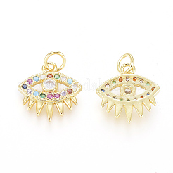 Brass Micro Pave Cubic Zirconia Charms&nbsp;ZIRC-L093-15G