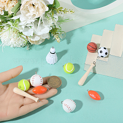 14Pcs 7 Styles Sport PU Leather & Velvet & Wood & Plastic Pendants&nbsp;DIY-SC0032-11
