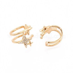 Brass Micro Pave Clear Cubic Zirconia Cuff Earrings&nbsp;EJEW-T047-78G