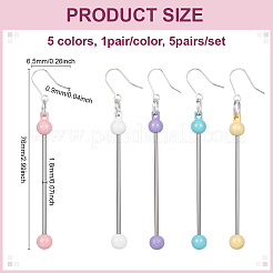 5Pairs 5 Colors Plastic Dangle Earrings&nbsp;EJEW-PH0002-11