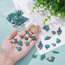 40Pcs 10 Styles Tibetan Style Alloy Pendants&nbsp;FIND-UN0007-71