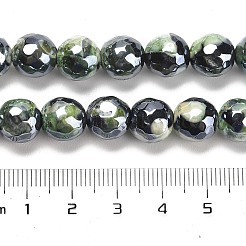 Electroplated Natural Fire Crackle Agate Round Beads Strands&nbsp;G-G0006-A02-04