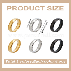 12Pcs 3 Colors 202 Stainless Steel Finger Rings for Women&nbsp;RJEW-LP0001-16