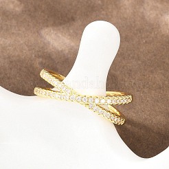 Brass Micro Pave Cubic Zirconia Finger Rings&nbsp;RJEW-D340-01G-01