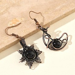 Natural Obsidian Dangle Earrings&nbsp;G-H359-07R-08
