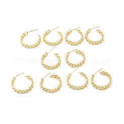 Brass Curb Chains Shape Stud Earrings&nbsp;EJEW-G312-09G