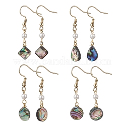 Natural Paua Shell Dangle Earrings&nbsp;EJEW-JE06962