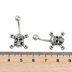 Skull 316 Surgical Stainless Steel Belly Button Rings&nbsp;EJEW-G416-04AS