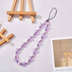 Acrylic Beaded Phone Lanyard&nbsp;HJEW-SW00017-01