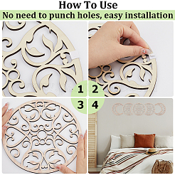 Wooden Moon Phase Decor Wall Decorations Set&nbsp;AJEW-WH0258-790C