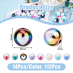 112PCS 8Colors UV Plating Rainbow Iridescent Acrylic Beads&nbsp;OACR-DC0001-21
