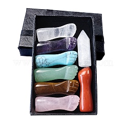 7Pcs Fist-Shaped Chakra Stones and 1Pc Crystal Hexagonal Column Kit&nbsp;PW-WG2218D-01
