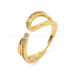Brass Micro Pave Cubic Zirconia Cuff Rings&nbsp;RJEW-H258-17G