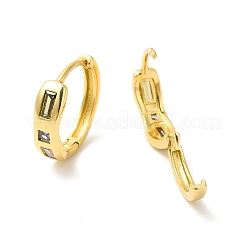 Cubic Zirconia Rectangle Hoop Earrings&nbsp;EJEW-E270-27G