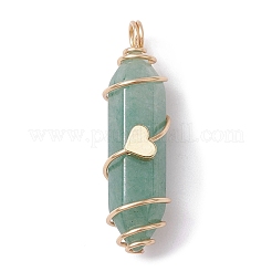 Natural Mixed Gemstone Copper Wire Wrapped Double Terminal Pointed Pendants&nbsp;PALLOY-JF02547