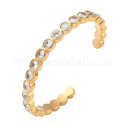 304 Stainless Steel & Cubic Zirconia Cuff Bangles for Women&nbsp;BJEW-T031-01B
