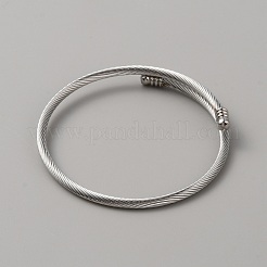 304 Stainless Steel Round Rope Chain Cuff Bangle for Women&nbsp;BJEW-WH0020-36P