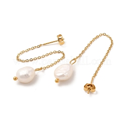 Natural Pearl Beaded Ear Thread&nbsp;EJEW-P219-16G