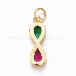 Rack Plating Brass Green & Red Cubic Zirconia Pendants&nbsp;KK-M229-08G