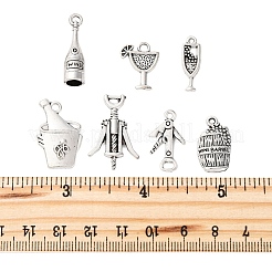 35Pcs 7 Styles Wine Theme Tibetan Style Alloy Pendants&nbsp;TIBE-FP0001-10