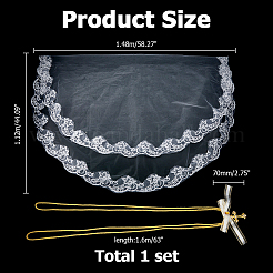 1Pc Polyester Lace Bridal Veils&nbsp;HJEW-HS00096-02