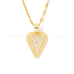 Vintage Brass Micro Pave Clear Cubic Zirconia Heart Pendant Necklaces for Women&nbsp;TJ4631-1