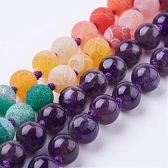 Frosted Natural Weathered Agate and Gemstone Necklace&nbsp;NJEW-F159-A