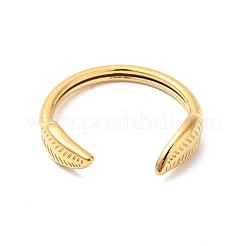 Ion Plating(IP) 304 Stainless Steel Leaf Open Cuff Ring for Women&nbsp;RJEW-I085-21G