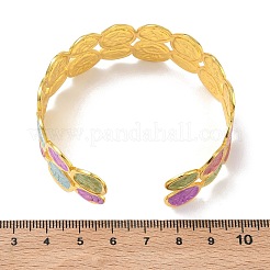Multicolor Brass Enamel Cuff Bangles for Women&nbsp;BJEW-G787-02G-01