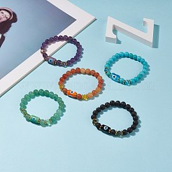 Gemstone Round Beaded Stretch Bracelet&nbsp;BJEW-JB08633