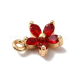 Brass Cubic Zirconia Flower Charms&nbsp;KK-O141-01G-07